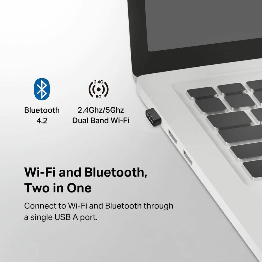 TP-Link Archer T2UB Nano IEEE 802.11ac Bluetooth 4.2 Dual Band Wi-Fi/Bluetooth Combo Adapter for Desktop Computer/Notebook/Headset/Gaming Controller/Mouse/Keyboard/Printer/Smartphone/Tablet/Wireless Router