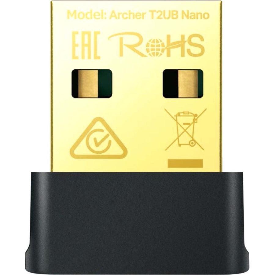 TP-Link Archer T2UB Nano IEEE 802.11ac Bluetooth 4.2 Dual Band Wi-Fi/Bluetooth Combo Adapter for Desktop Computer/Notebook/Headset/Gaming Controller/Mouse/Keyboard/Printer/Smartphone/Tablet/Wireless Router