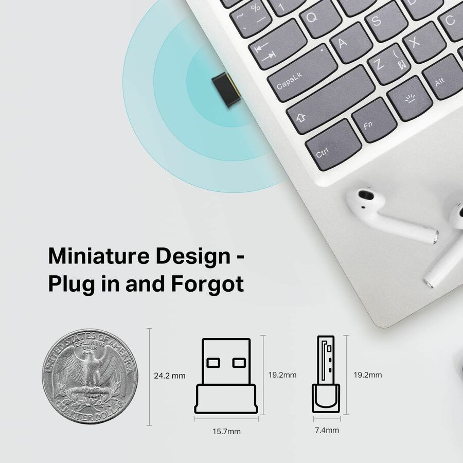 TP-Link Archer T2UB Nano IEEE 802.11ac Bluetooth 4.2 Dual Band Wi-Fi/Bluetooth Combo Adapter for Desktop Computer/Notebook/Headset/Gaming Controller/Mouse/Keyboard/Printer/Smartphone/Tablet/Wireless Router