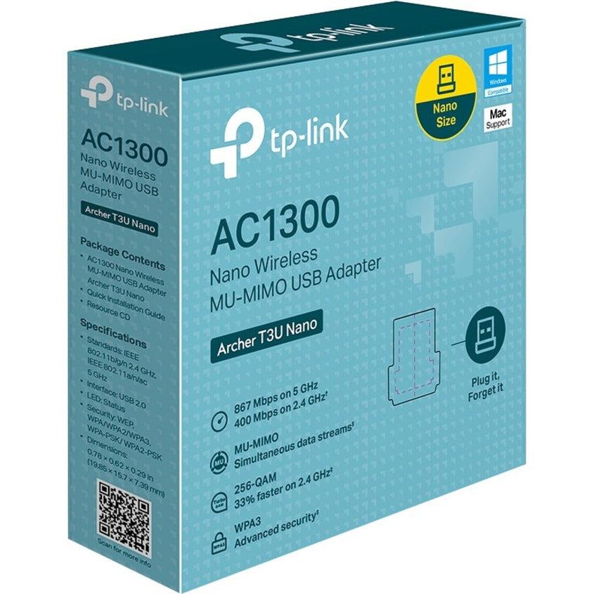 TP-Link Archer T3U Nano IEEE 802.11 a/b/g/n/ac Dual Band Wi-Fi Adapter for Desktop Computer/Notebook/Wireless Router