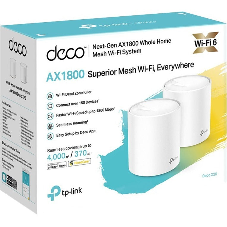 TP-Link Deco X20(2-pack) - Wi-Fi 6 IEEE 802.11ax Ethernet Wireless Router