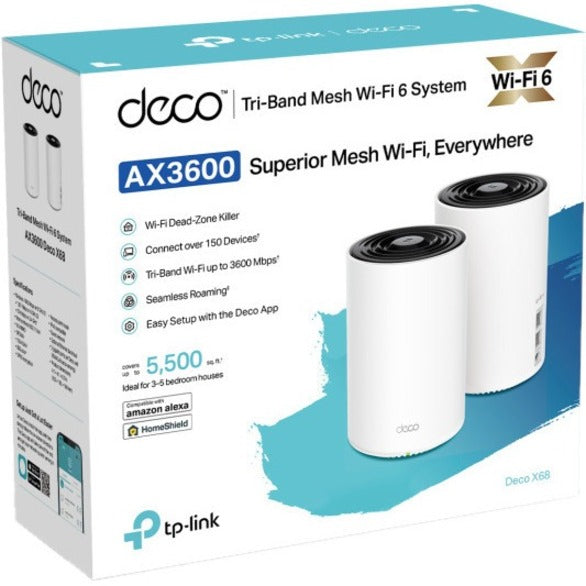 TP-Link Deco X68(2-pack) - Wi-Fi 6 IEEE 802.11ax Ethernet Wireless Router