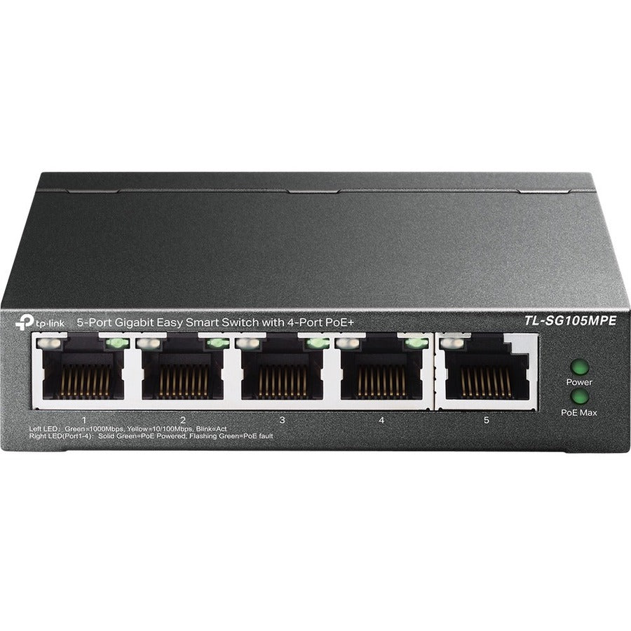 TP-Link TL-SG105MPE - 5-Port Gigabit Easy Smart Switch with 4-Port PoE+ - 5 Ports -