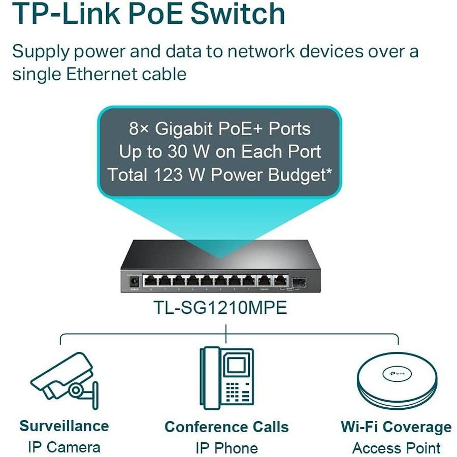 TP-Link TL-SG1210MPE 10-Port Gigabit Easy Smart Switch 8-Port PoE+ | TP-Link