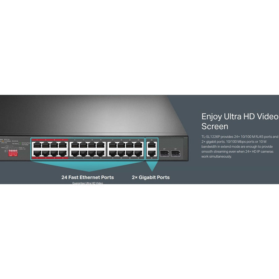 TP-Link TL-SL1226P - 24-Port 10/100Mbps Fast Ethernet PoE Switch