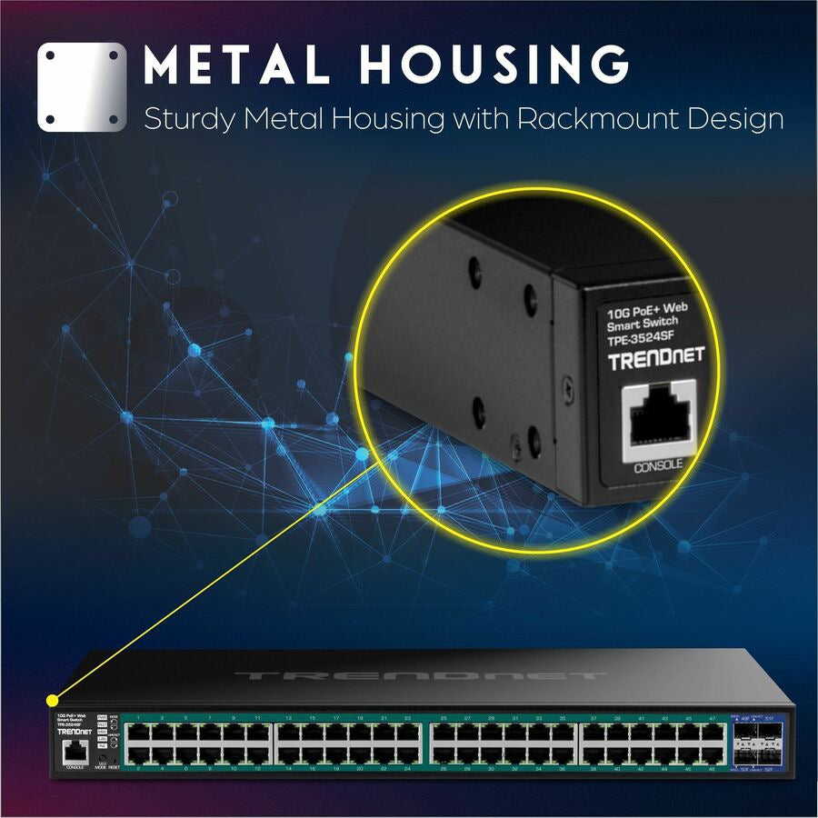 TRENDNET 52-Port Gigabit PoE+ Switch with 10G SFP+ Uplinks for SMB