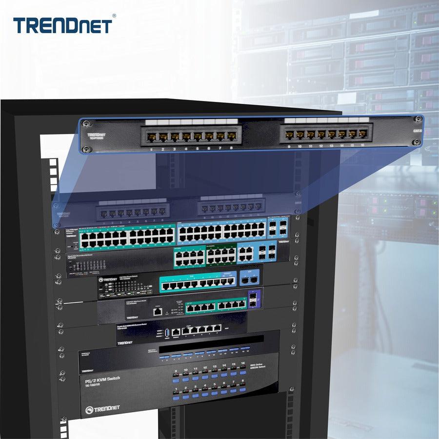 TRENDnet 16-Port Cat6 Unshielded Patch Panel, Wallmount Or Rackmount, 1U 19 TC-P16C6
