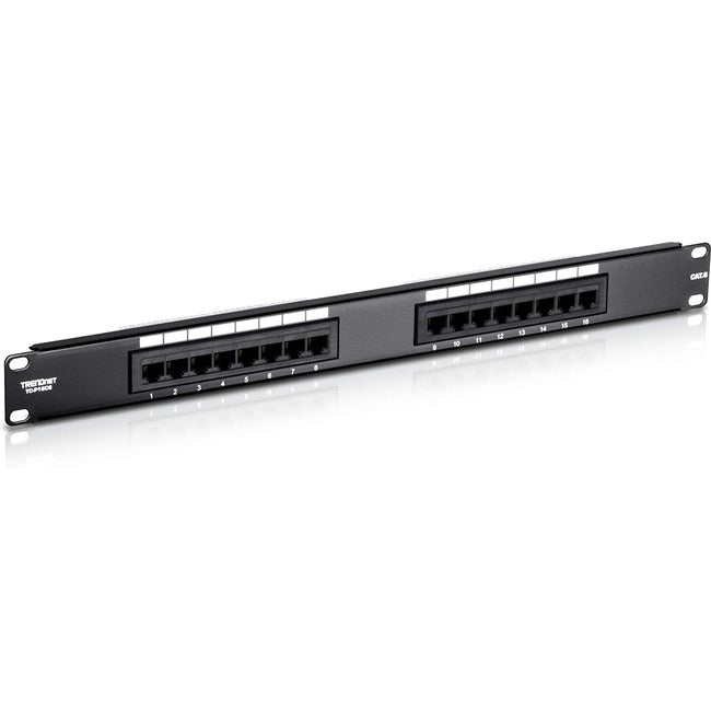 TRENDnet 16-Port Cat6 Unshielded Patch Panel, Wallmount Or Rackmount, 1U 19 TC-P16C6