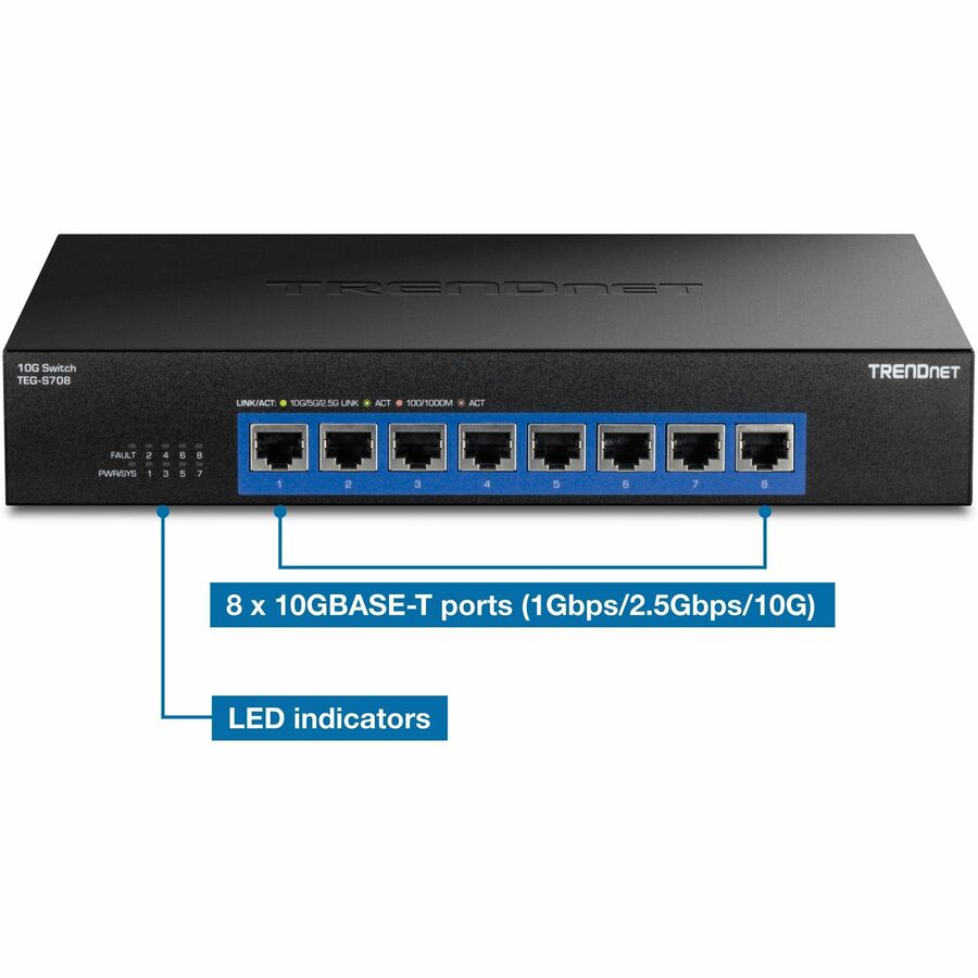 TRENDnet TEG-S708 - 8-Port 10GbE Unmanaged Switch | TechSoft
