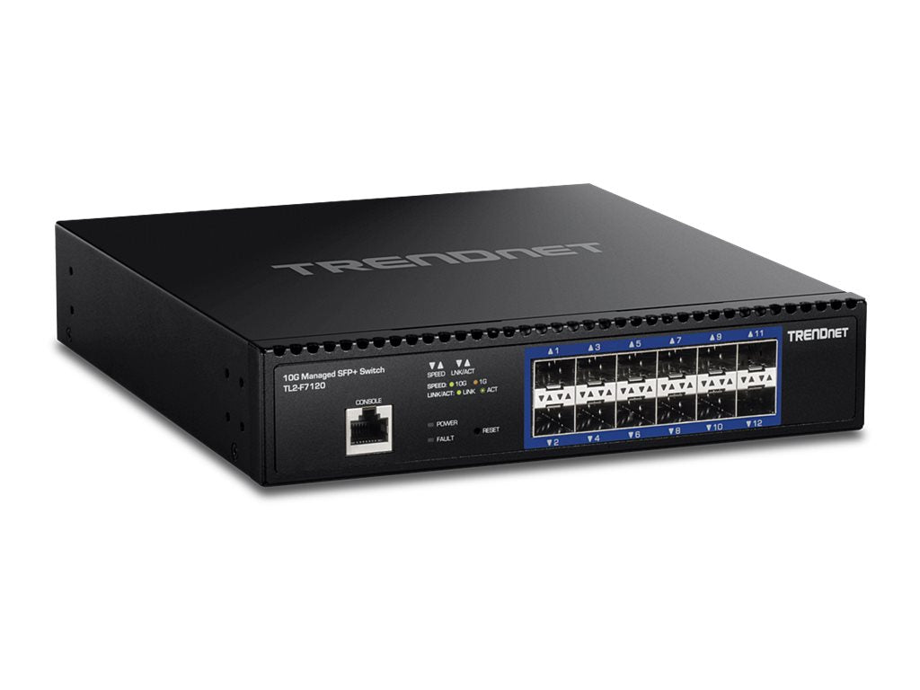 TRENDnet TL2-F7120 - Switch - managed - 12 x 10 Gigabit SFP+ - rack-mountable - TAA Compliant