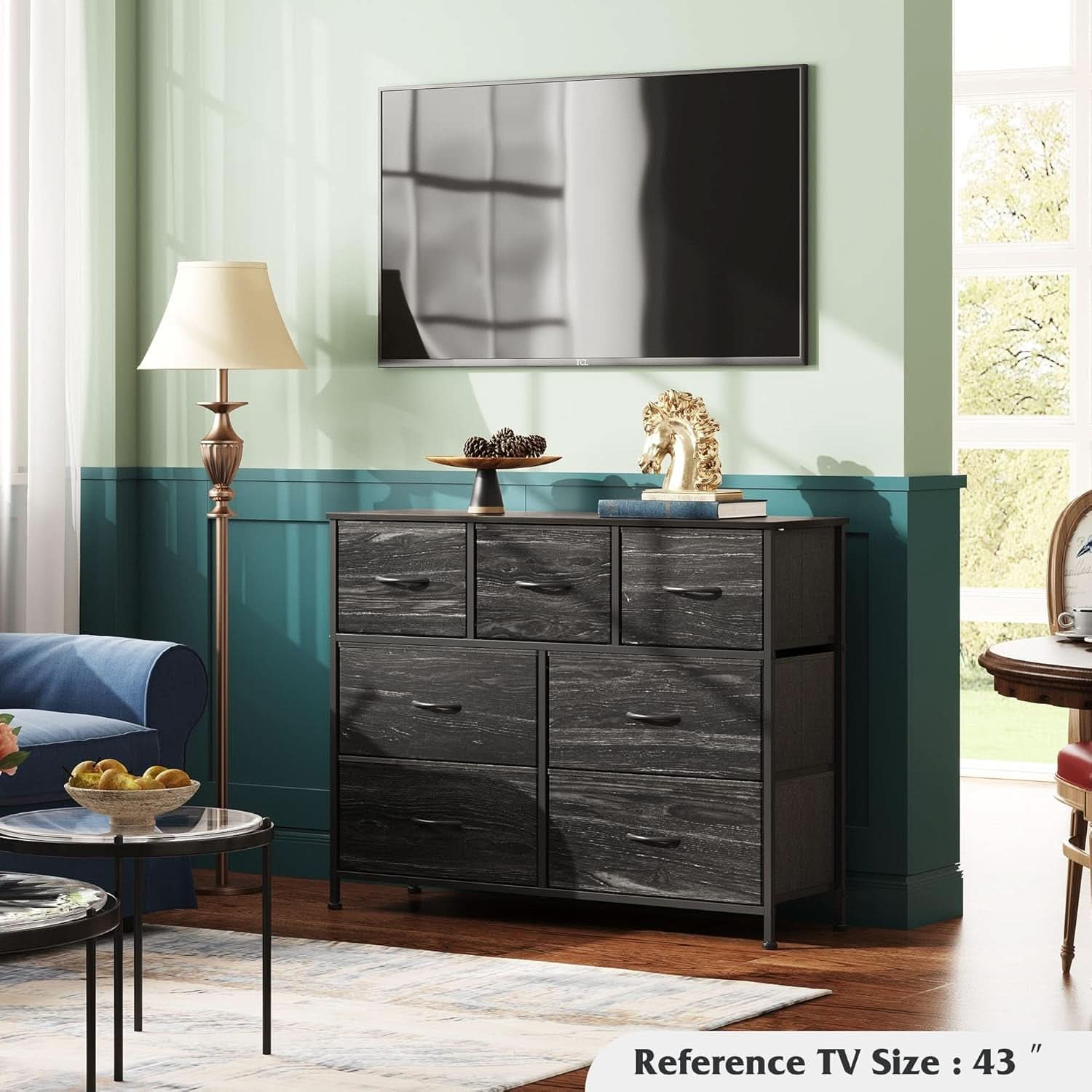 TV Stand For 45 Inch TV With Durable Fabric Drawers