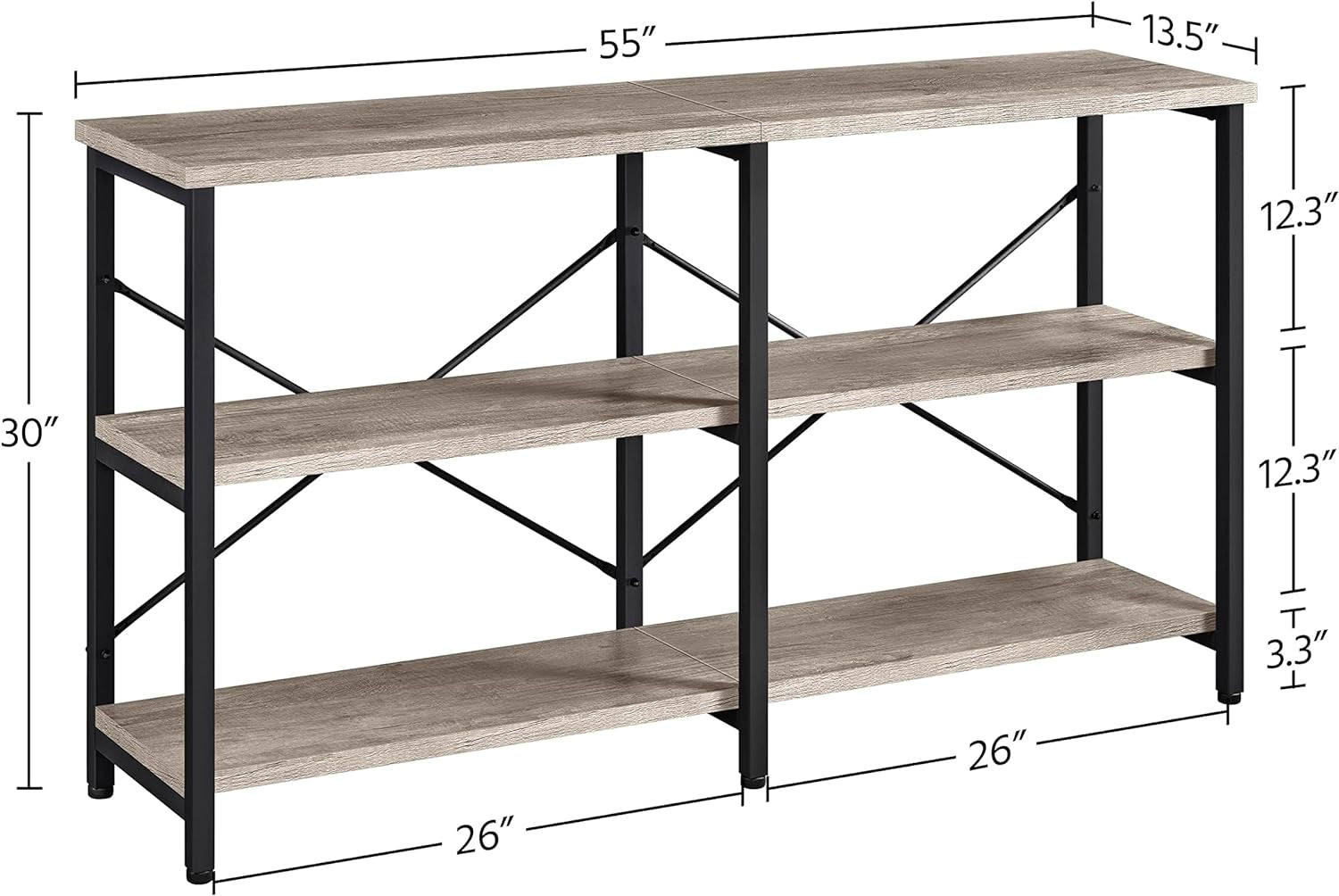 TV Stand Up To 65 Inches With 3 Tier Storage Shelves
