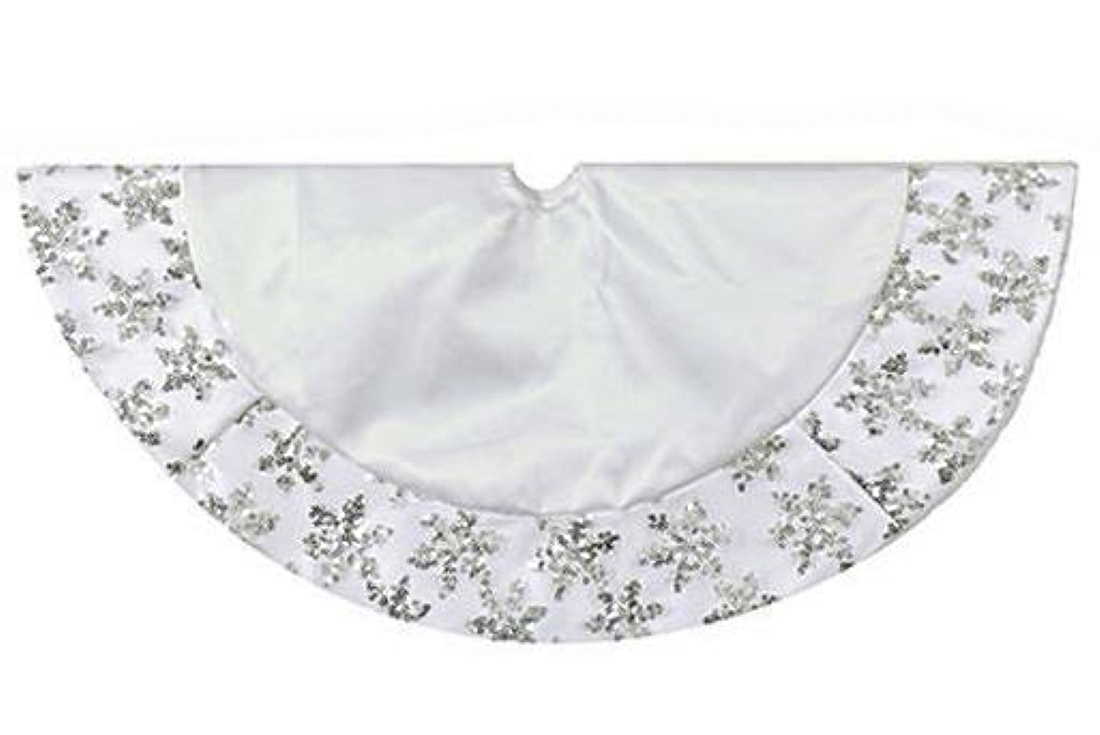 Tabletop Tree Skirts With Sequined Snowflake Border - White
