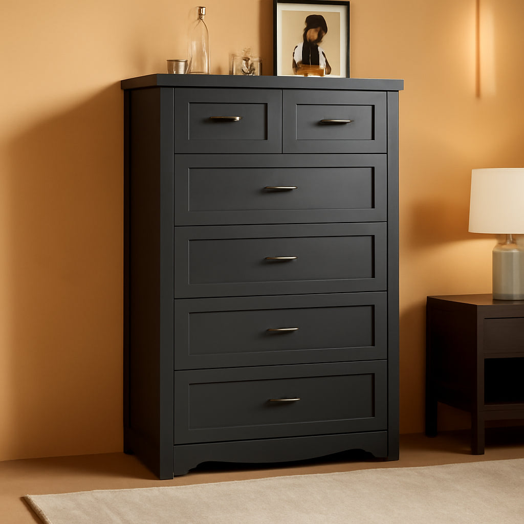 Tall 6 Drawer Dresser With Anti Tip Wood Storage Unit
