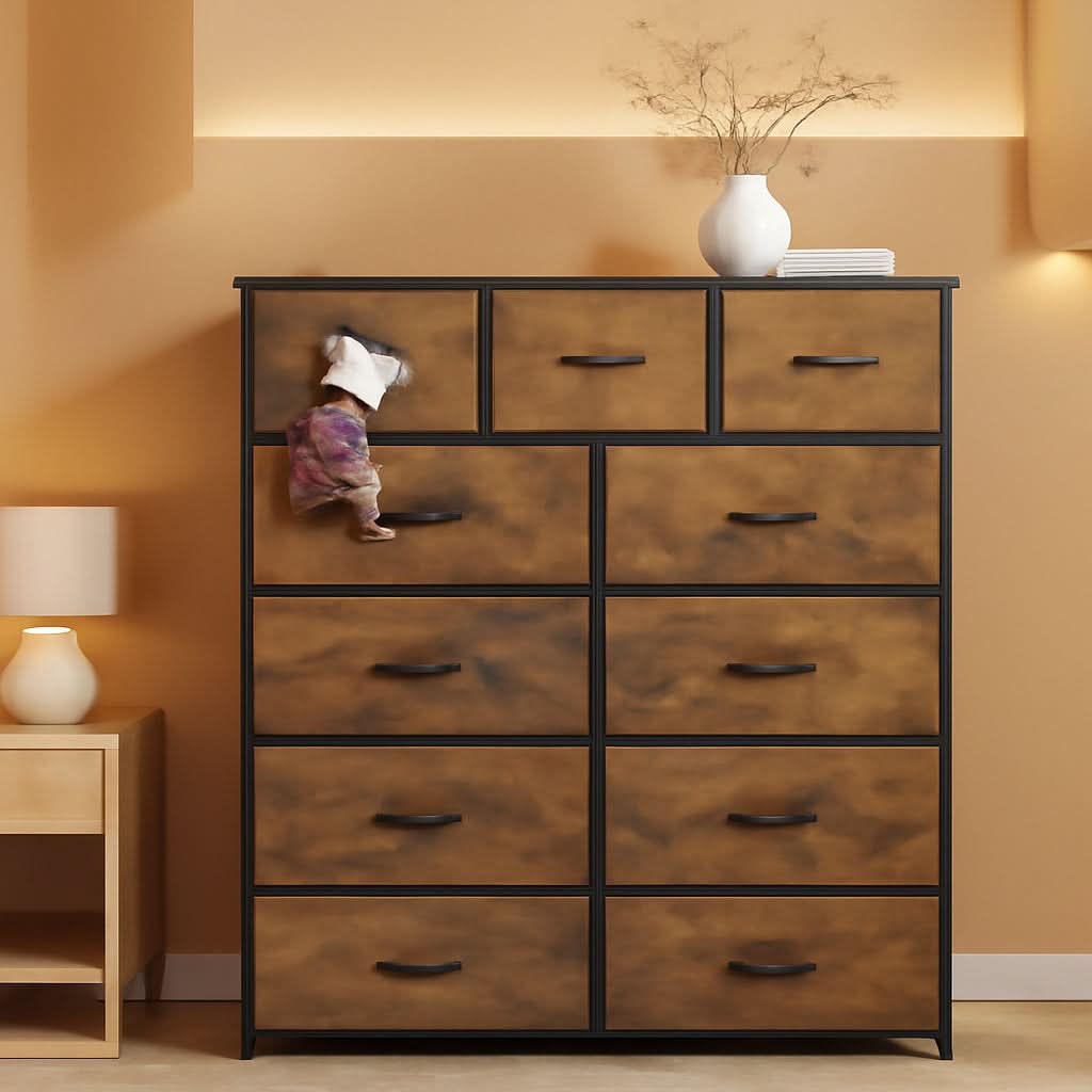 Tall Fabric Dresser With 11 Drawers Storage Tower Unit