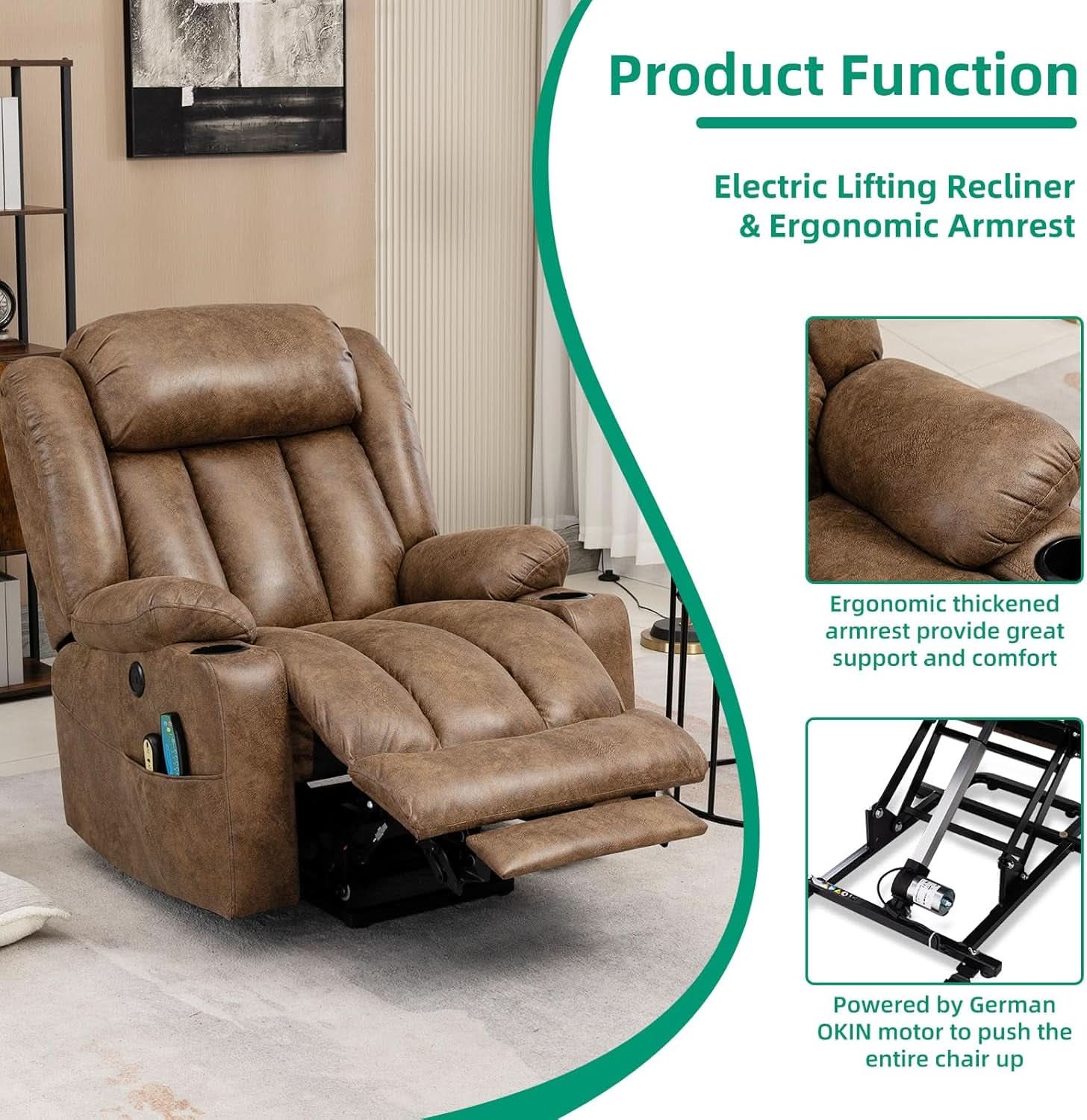Tall Man Lift Recliner With Massage For Extended Comfort