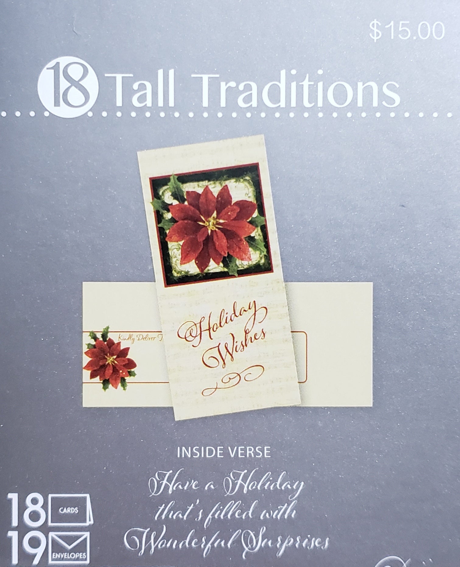 Tall Traditions 18 Card Set - Poinsettia