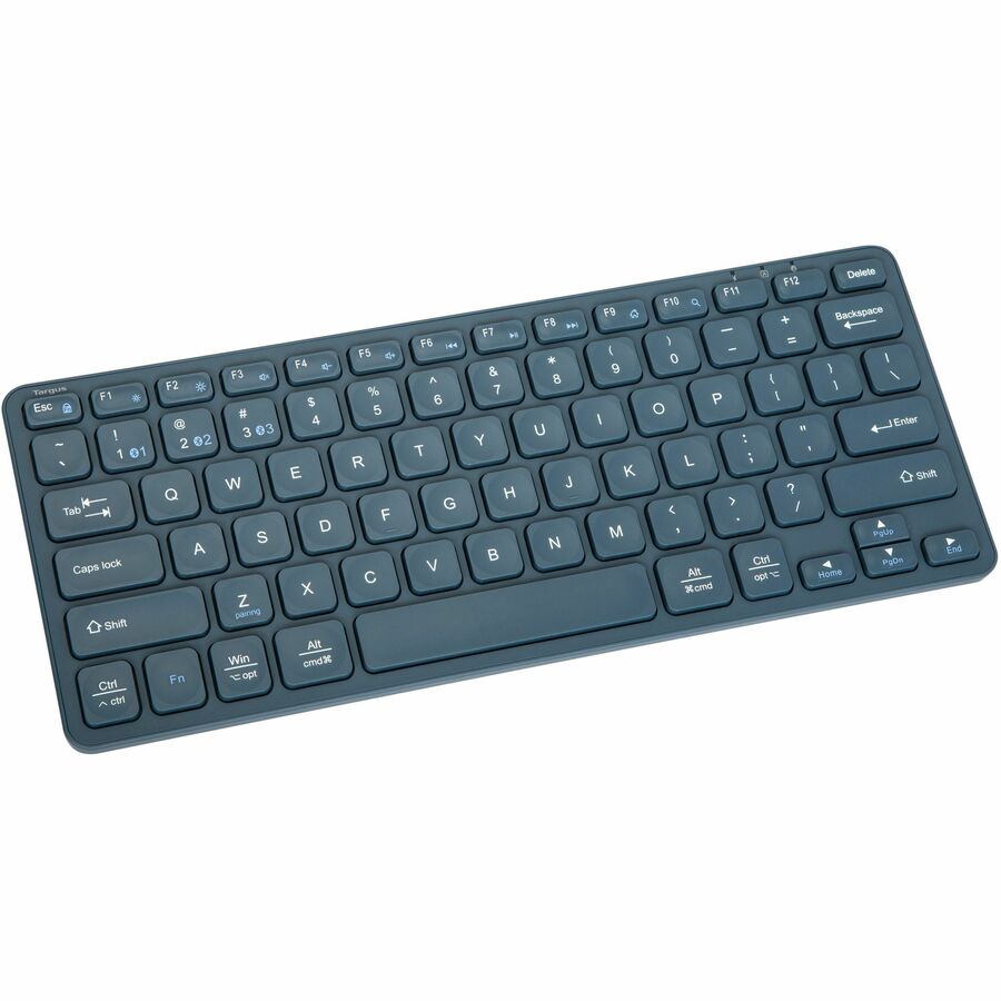 Targus Compact Multi-Device Bluetooth Antimicrobial Keyboard - Wireless Connectivity - Blu