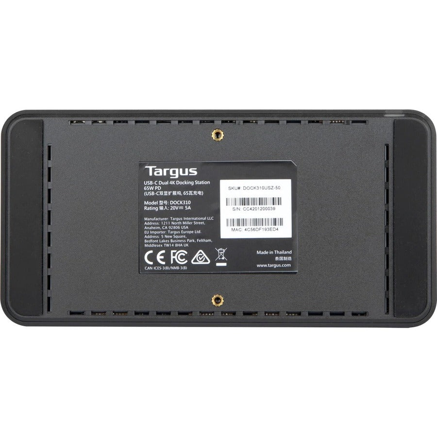 Targus Universal USB-C DV4K Docking Station with 65W Power Delivery DOCK315USZ