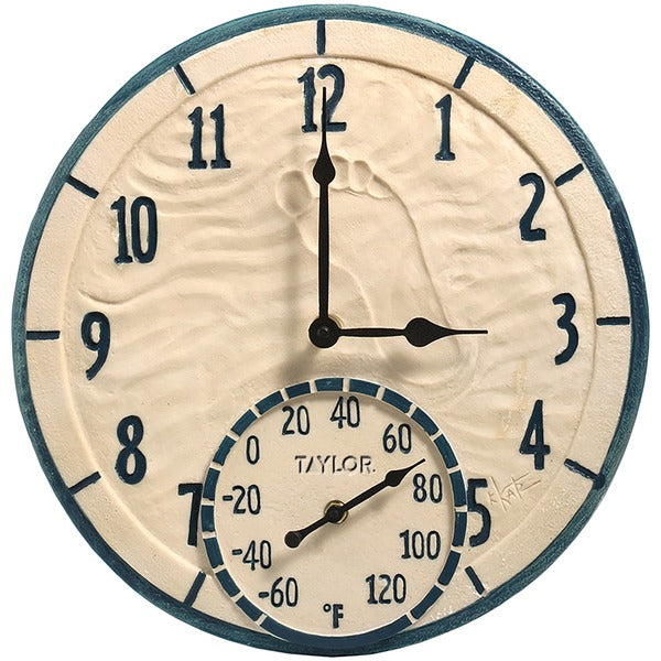 Taylor Precision Products 91501T 14-In. Poly-Resin Clock with Thermometer, By