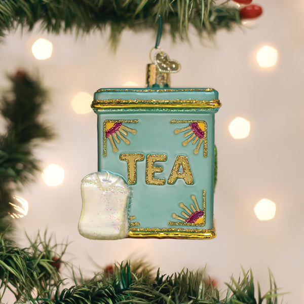 Tea Tin Glass Ornament