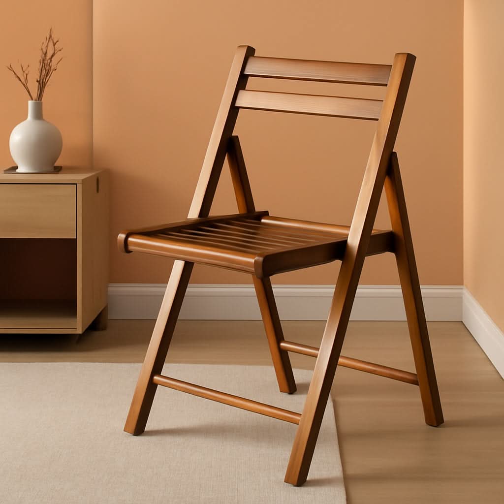 Teak Folding Chair Set 4 Piece Compact Foldable Indoor Outdoor
