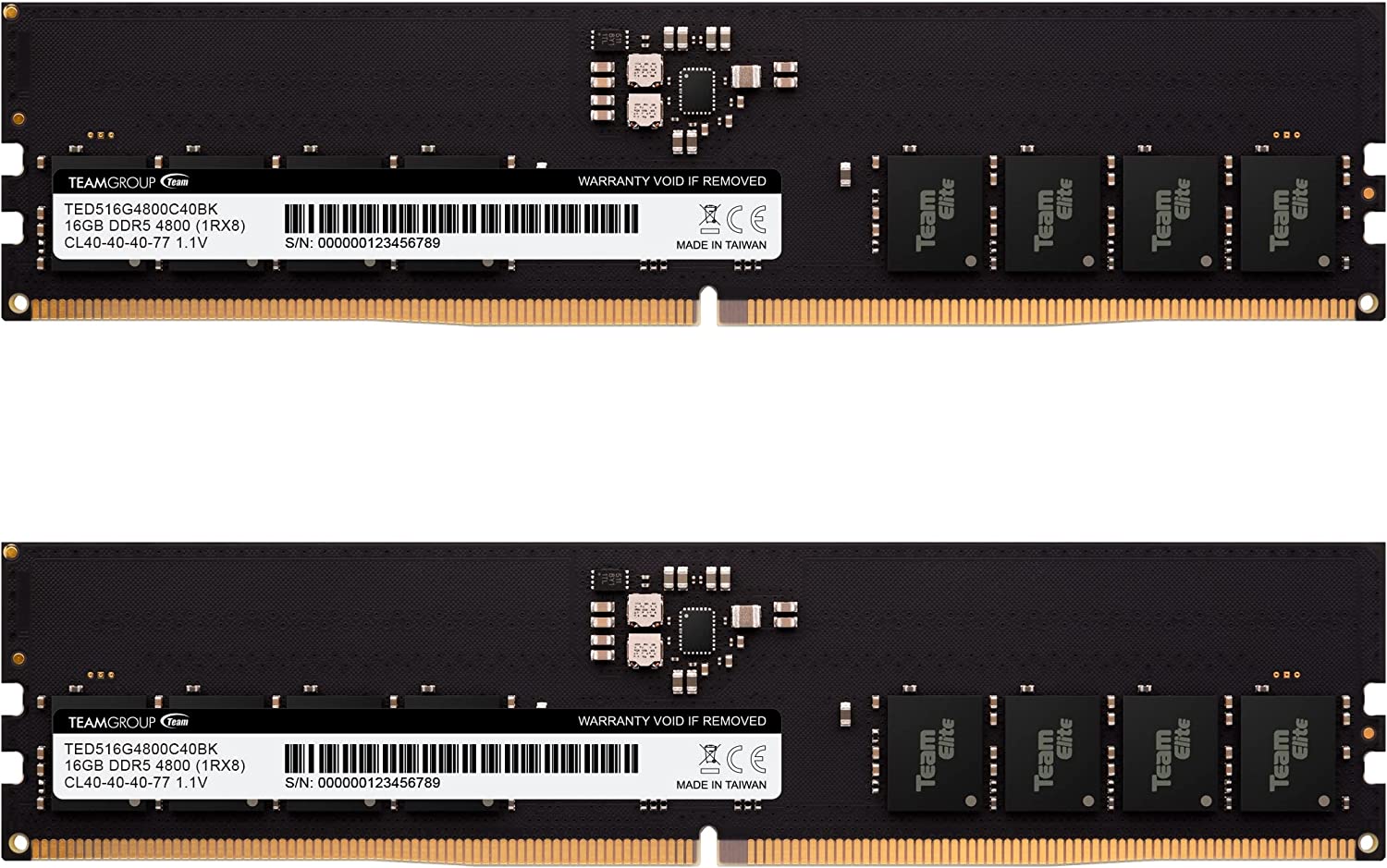 Team ELITE 32GB (2 x 16GB) DDR5 SDRAM Memory Kit TED532G4800C40DC01