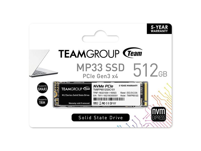 TeamGroup MP33 512GB M.2 2280 NVMe PCIe 3.0 SSD for Gamers & Pros