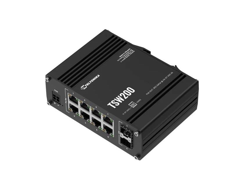 Teltonika TSW200 PoE+ Switch 8 GbE 2 SFP Ports for Reliable Networks