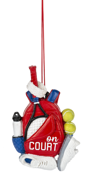 Tennis Bag Ornament - On Court