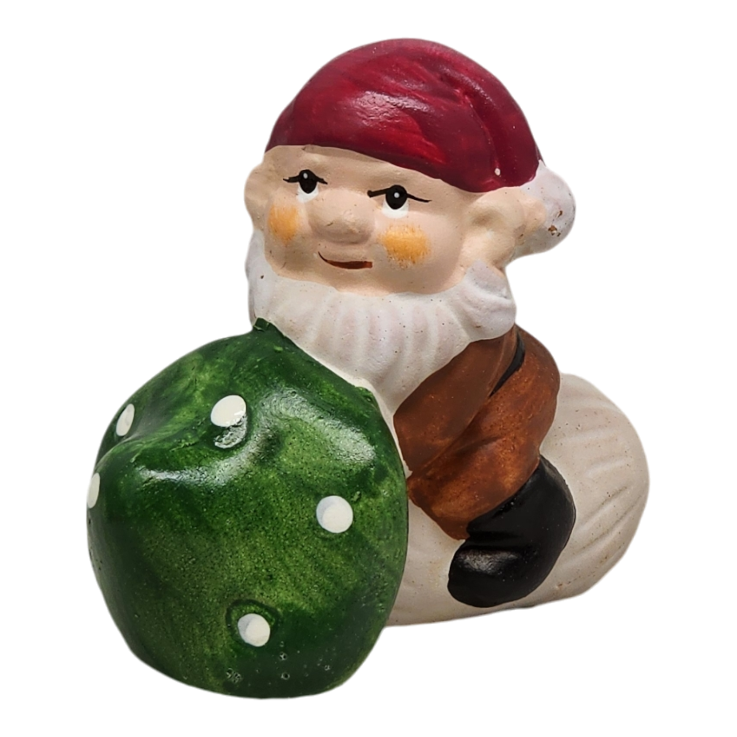 Terracotta Gnome with Mushroom - Green