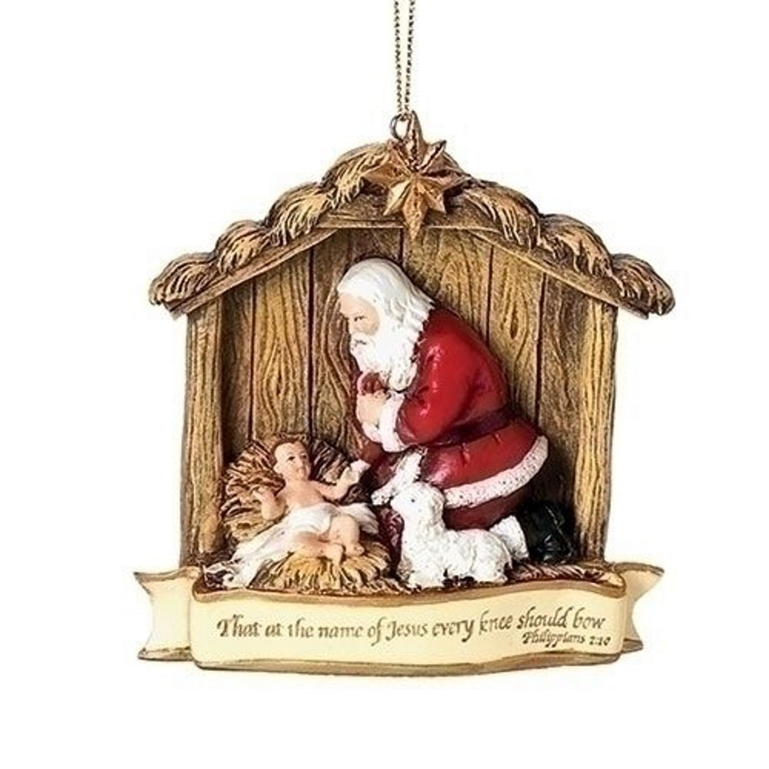 The Kneeling Santa With Baby Jesus Ornament