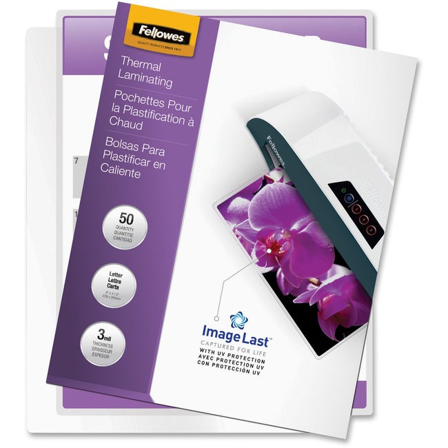 Thermal Laminating Pouches Letter Size 3 Mil - ImageLast UV Protection | Fellowes 52225