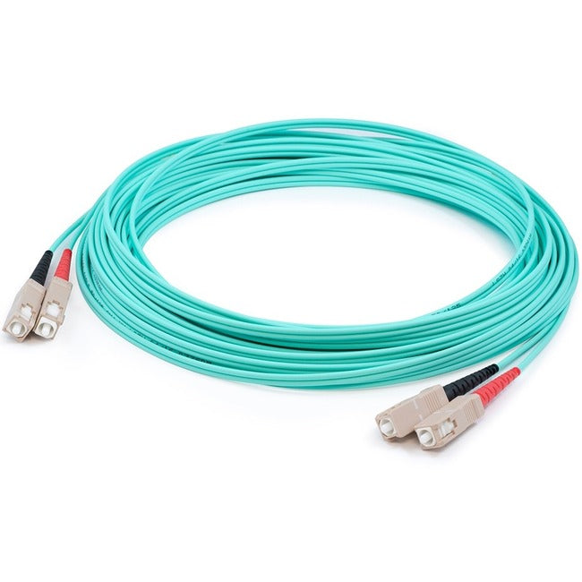 This Is A 7M Sc (Male) To Sc (Male) Aqua Duplex Riser-Rated Fiber Patch Cable. A