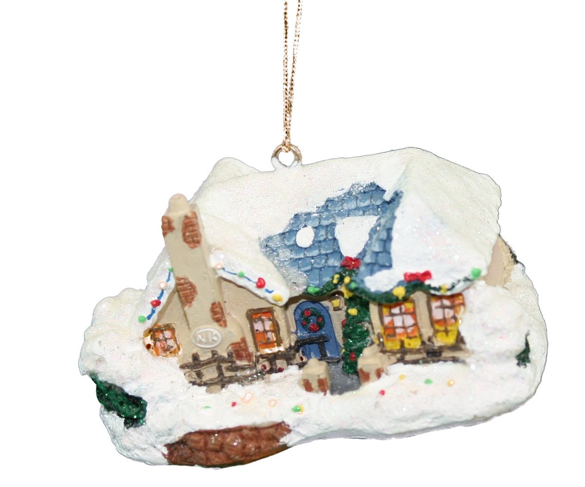 Thomas Kinkade Winter House Ornaments - Chimney in Front
