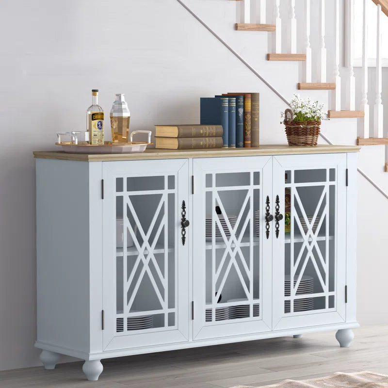 Three Door Wood Accent Cabinet French Country Style