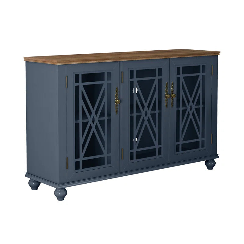 Three Door Wood Accent Cabinet French Country Style