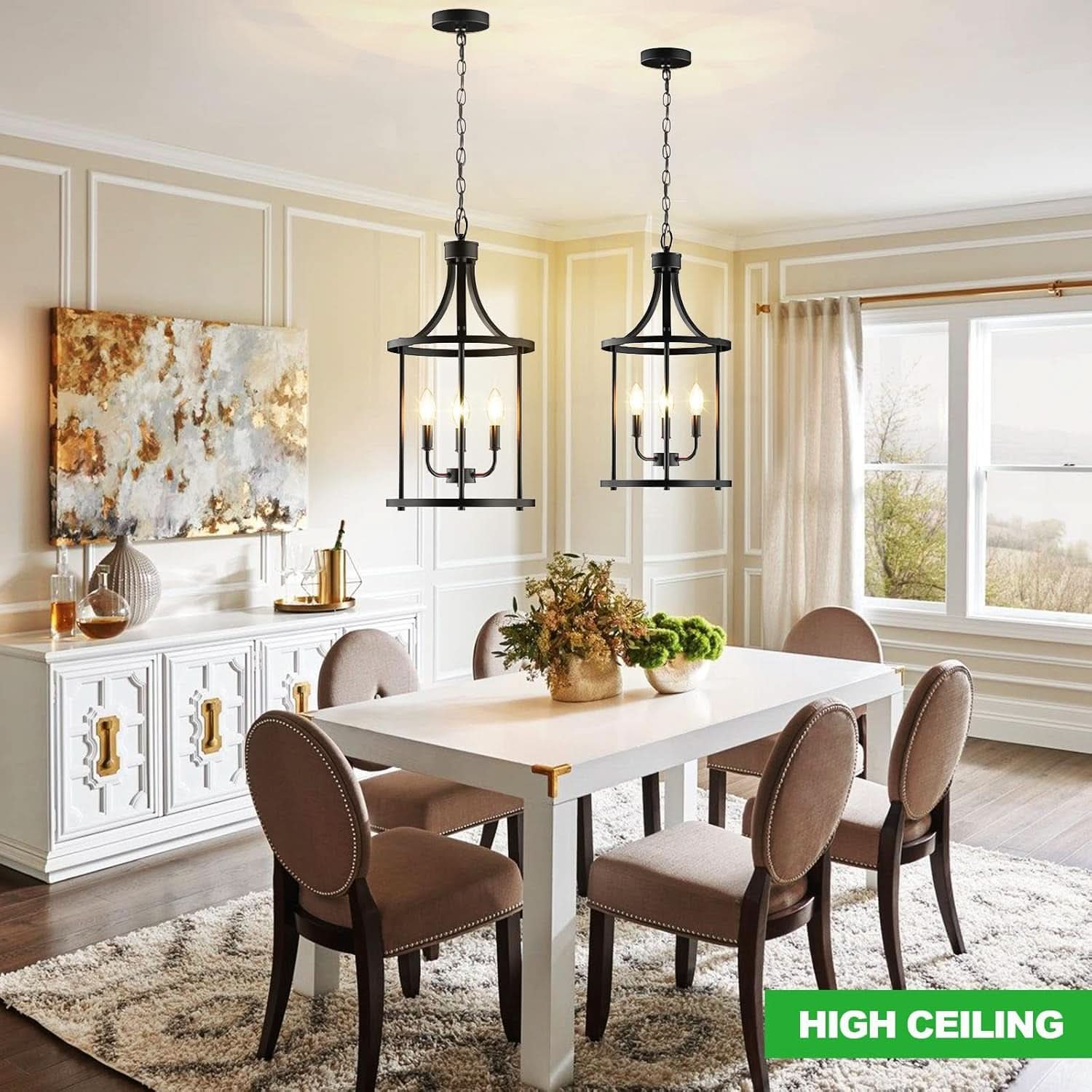Three Light Matte Black Farmhouse Pendant Chandelier