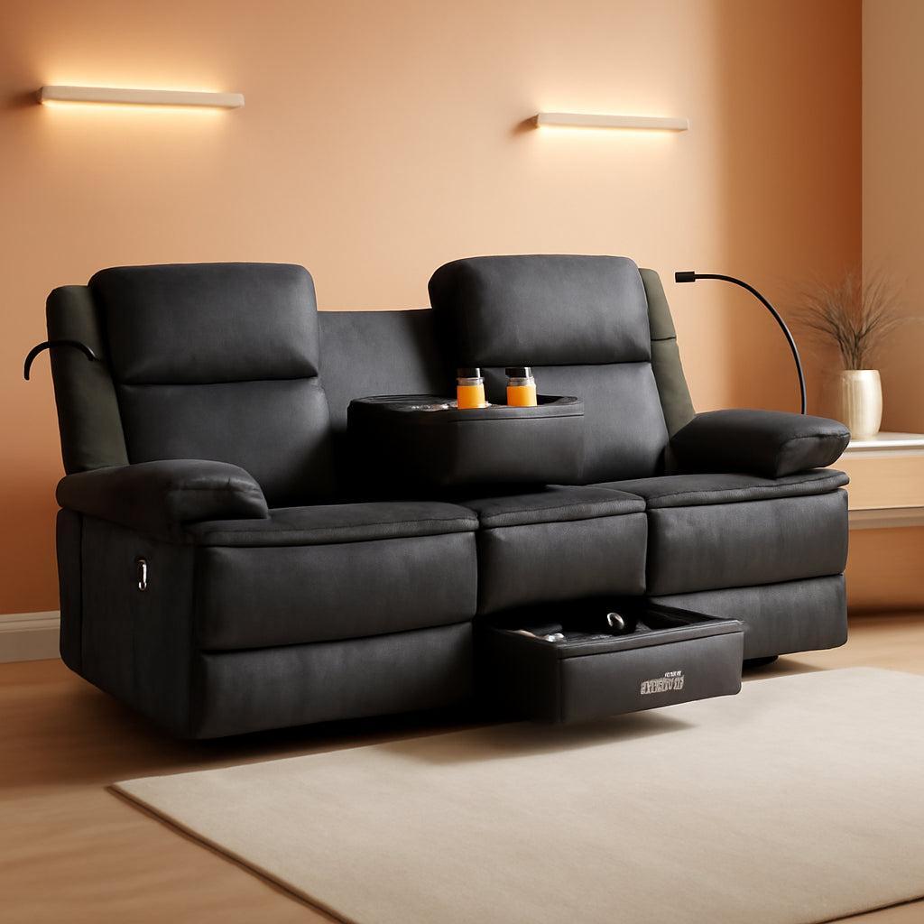 Three Seater Recliner Sofa With USB Ports And Cup Holders