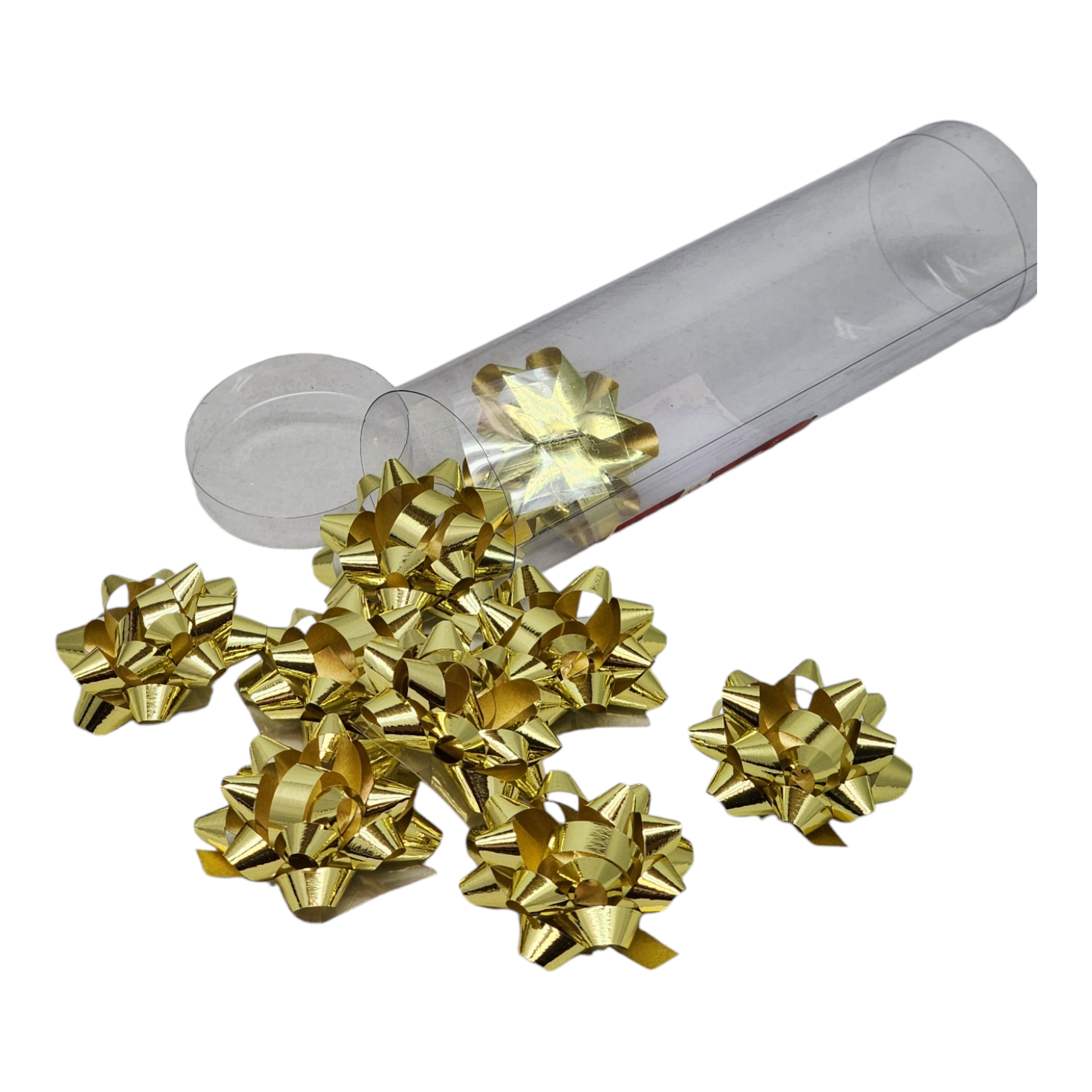 Tiny Metallic Bows in a Tube 9 Pack - Gold