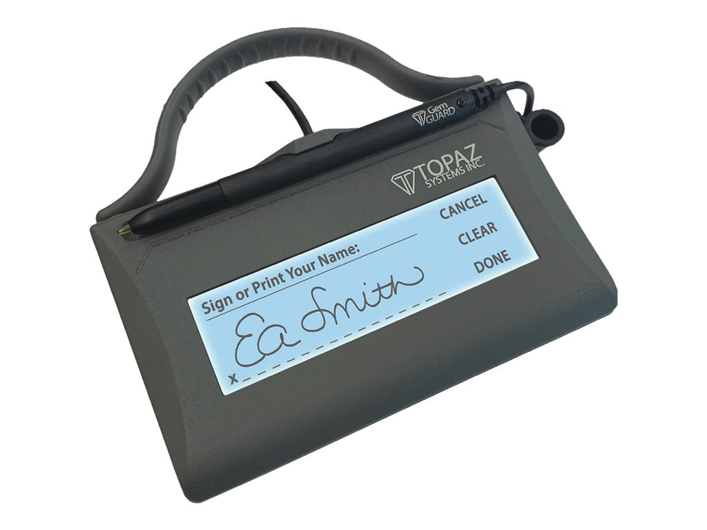 Topaz SigGem WOWPad Series T-LBK462 - Signature terminal w/ LCD display - 4.4 x 1.3 in - wired - USB T-LBK462-HSX-RG