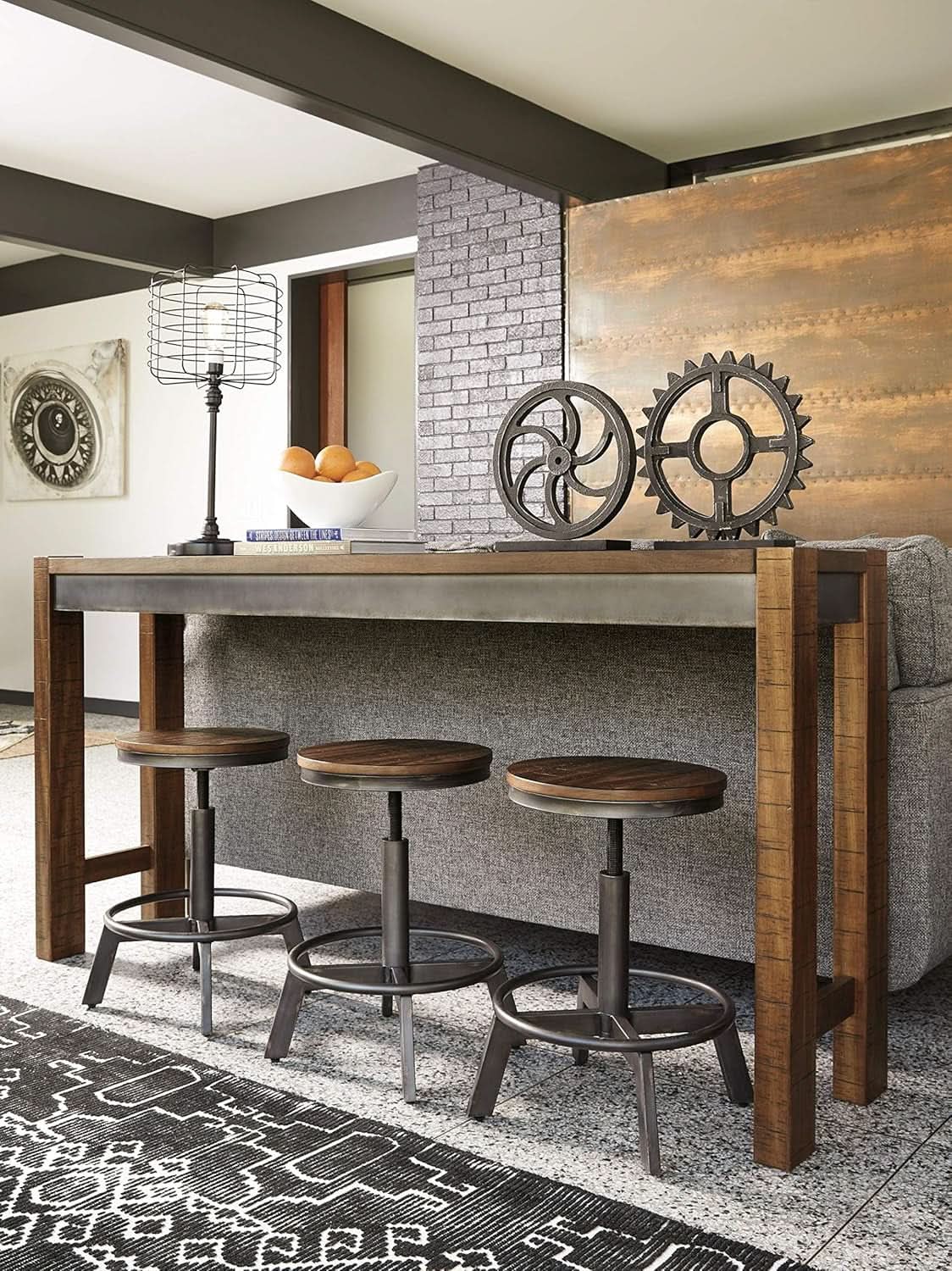 Torjin 24 Inch Adjustable Height Brown Barstools Set