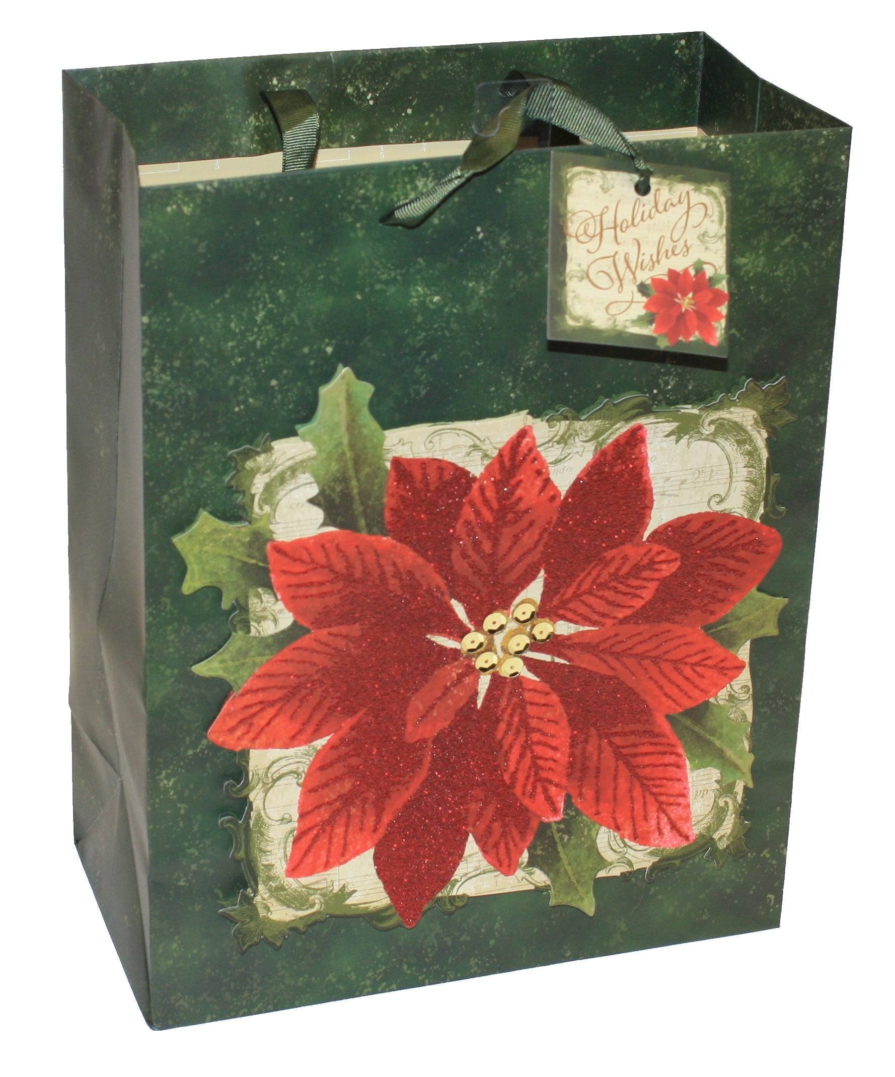 Traditional Large Handmade Gift Bags - Poinsettia