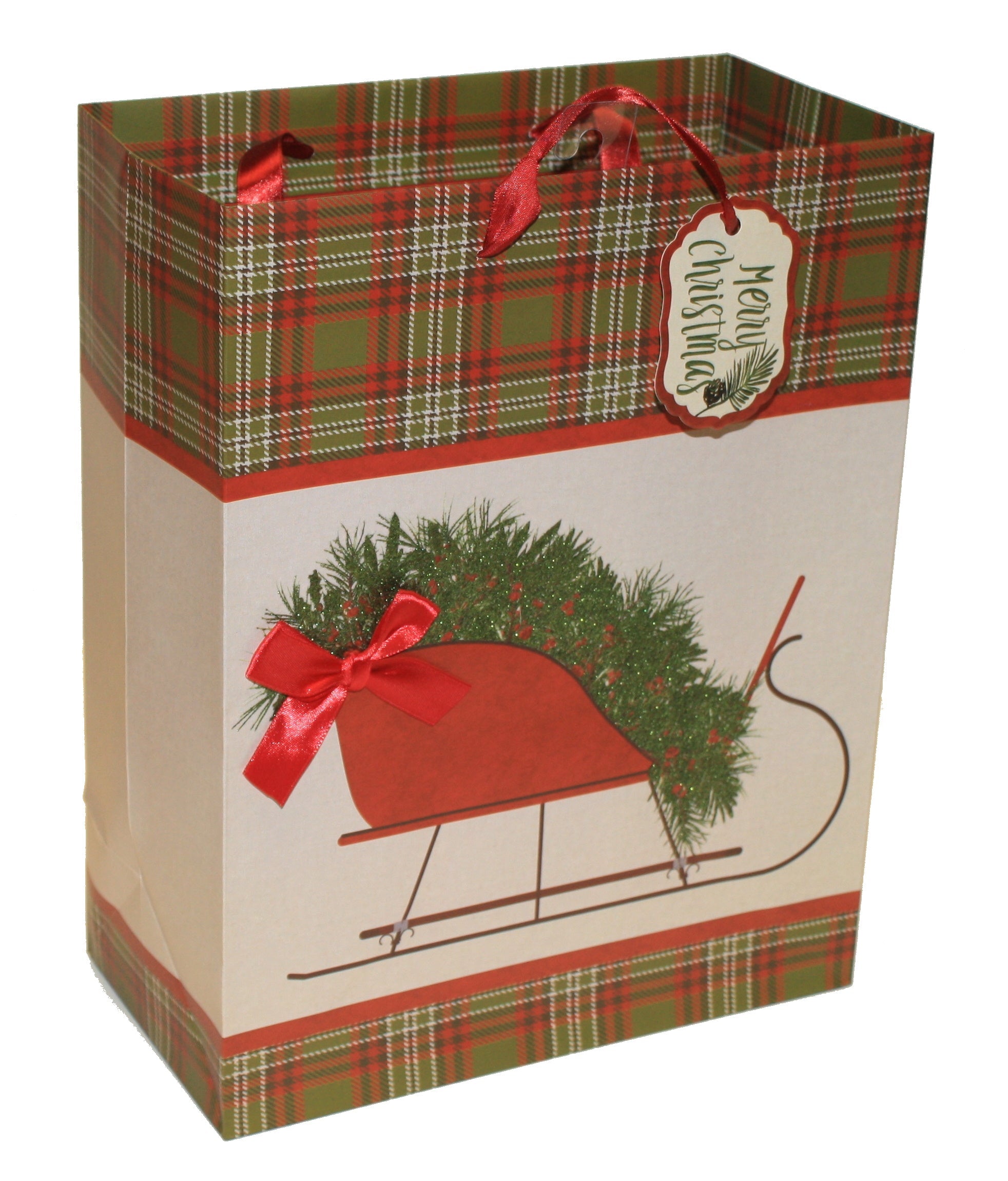 Traditional Large Handmade Gift Bags - Poinsettia
