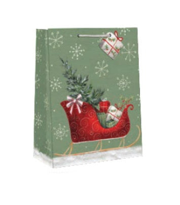 Traditional Medium Gift Bag - Christmas Sleigh