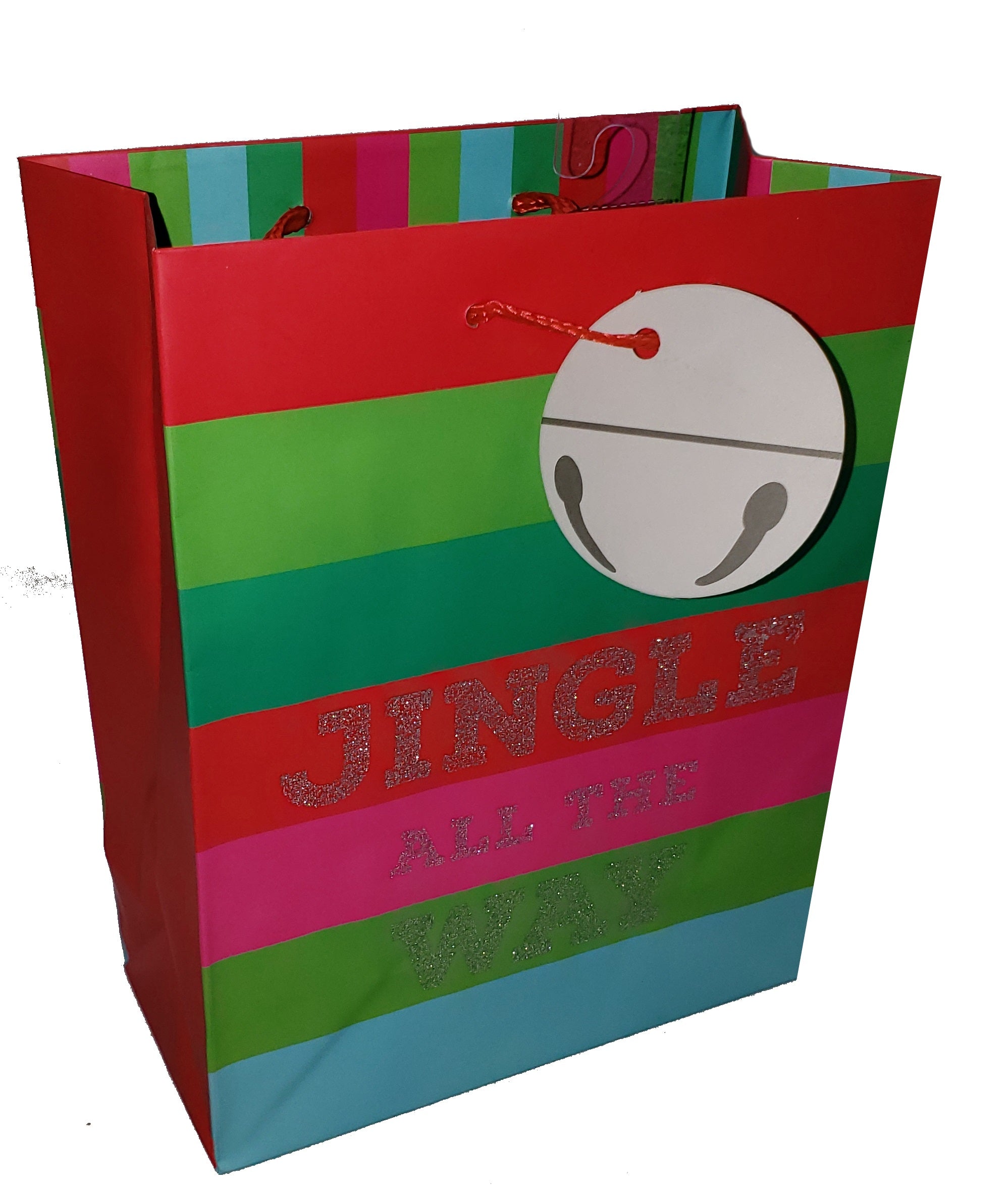 Traditional Medium Holiday Gift Bags - Candy Cane Bow