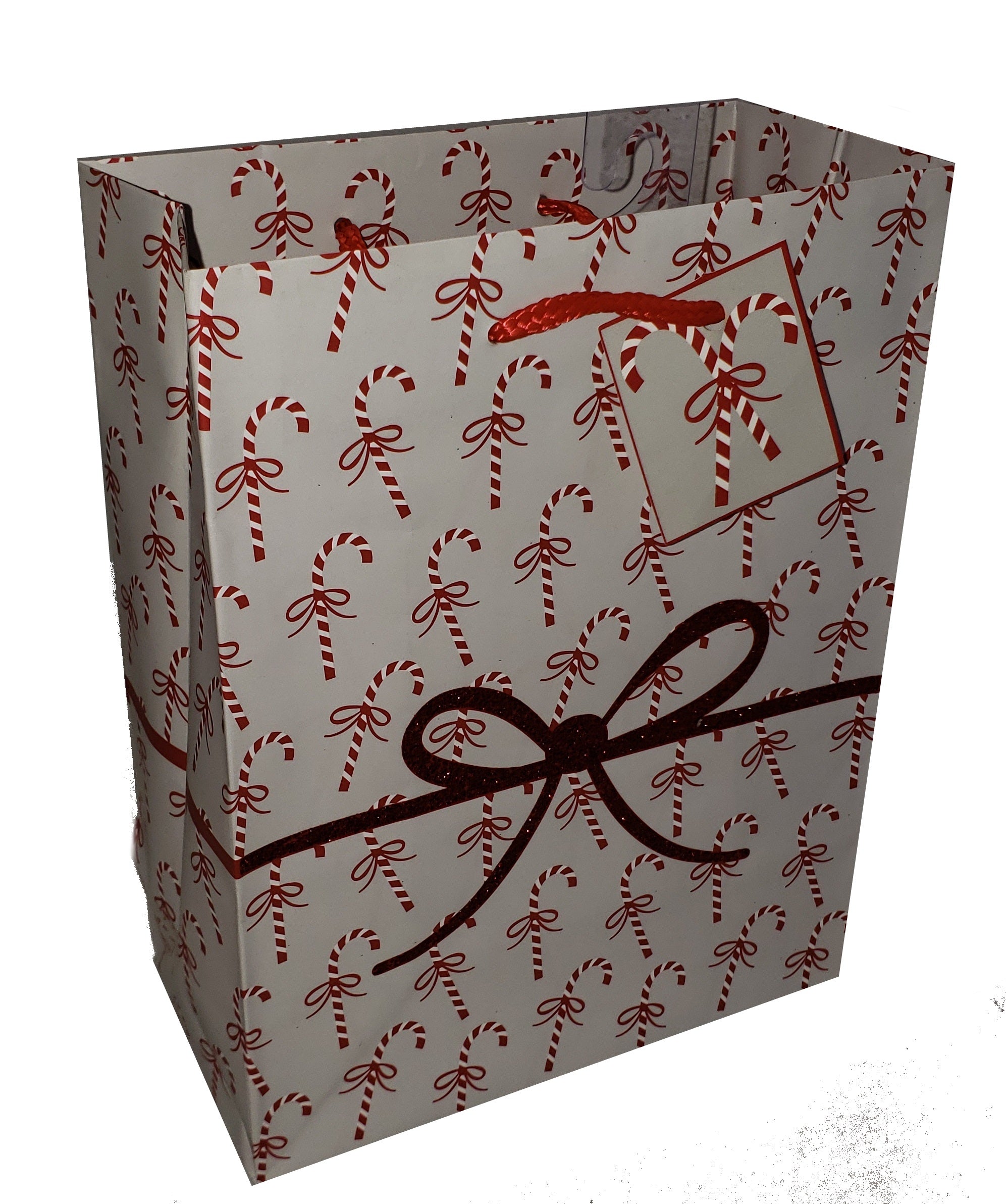 Traditional Medium Holiday Gift Bags - Candy Cane Bow