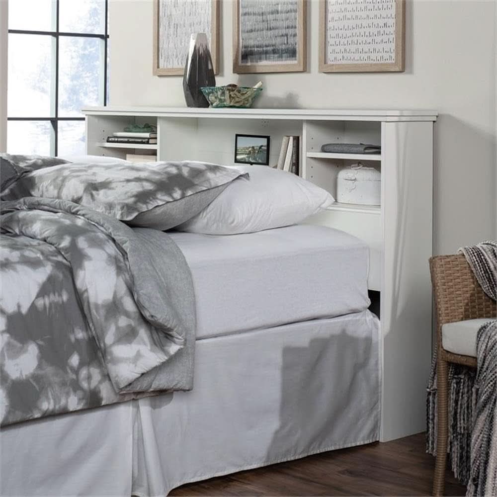 Transitional Engineered Wood Headboard with Adjustable Shelves