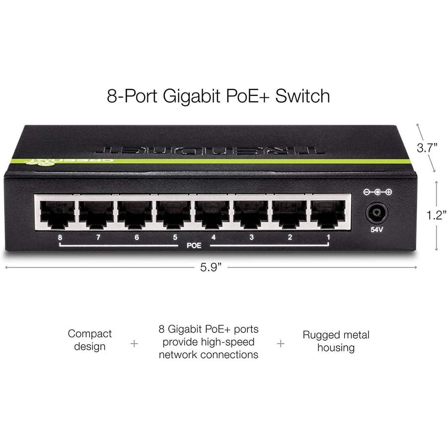 TrendNet TPE-TG82G 8-Port Gigabit PoE+ Switch - Power over Ethernet Network Switch | TecISoft