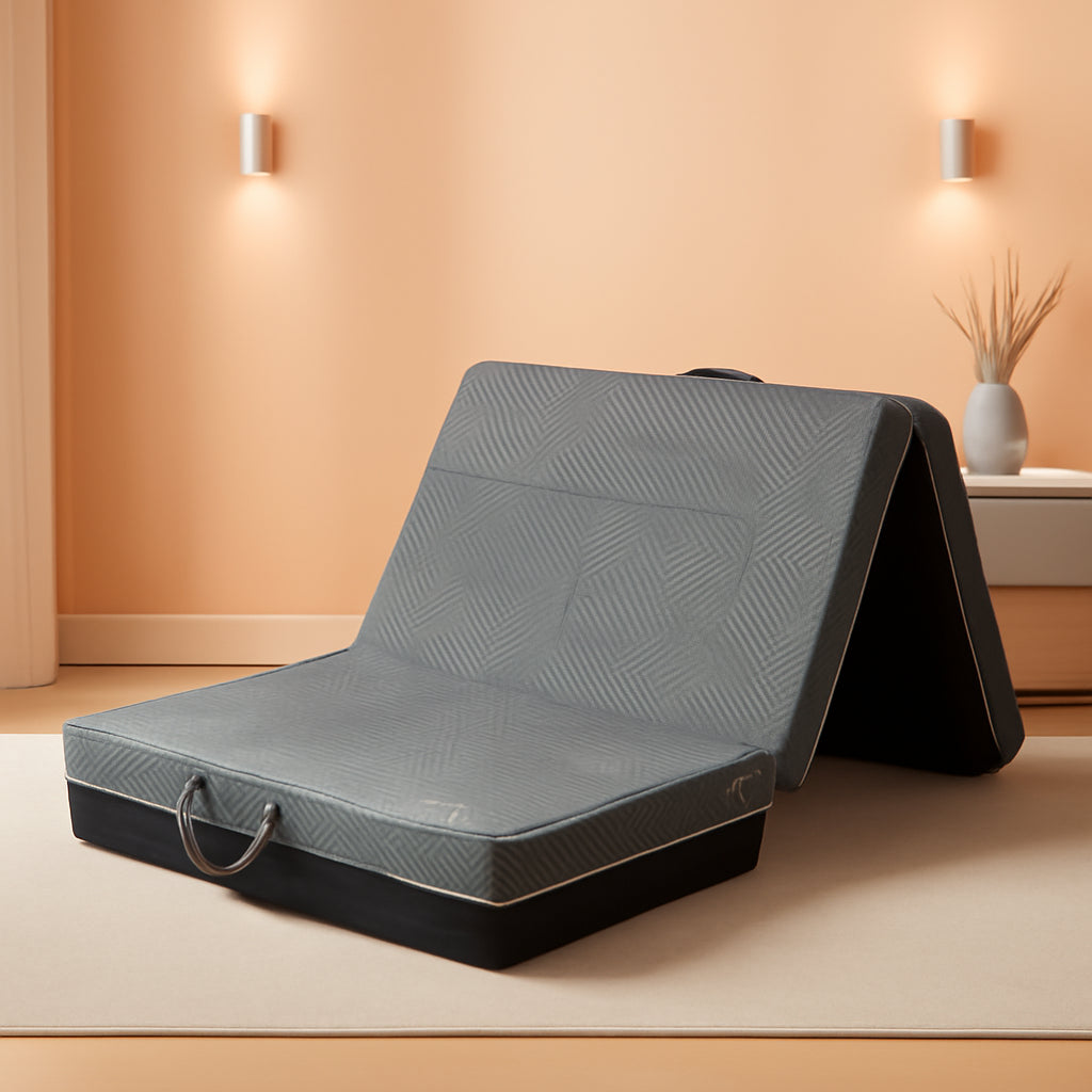 Tri Folding Memory Foam Mattress Twin Size 6 Inch With Non Slip Bottom